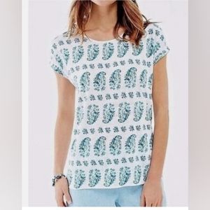 J jill womens top sz M love linen paisley beach summer travel Cruise tropical